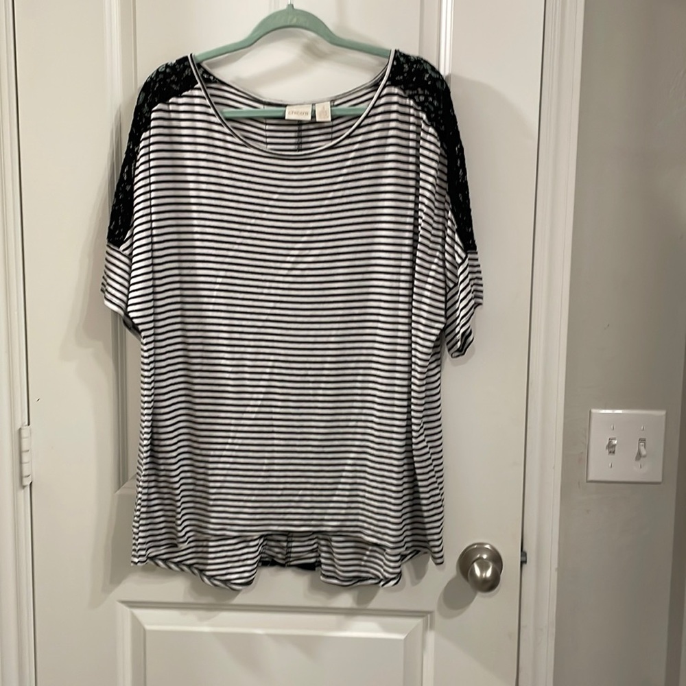 Chicos hi/lo striped top